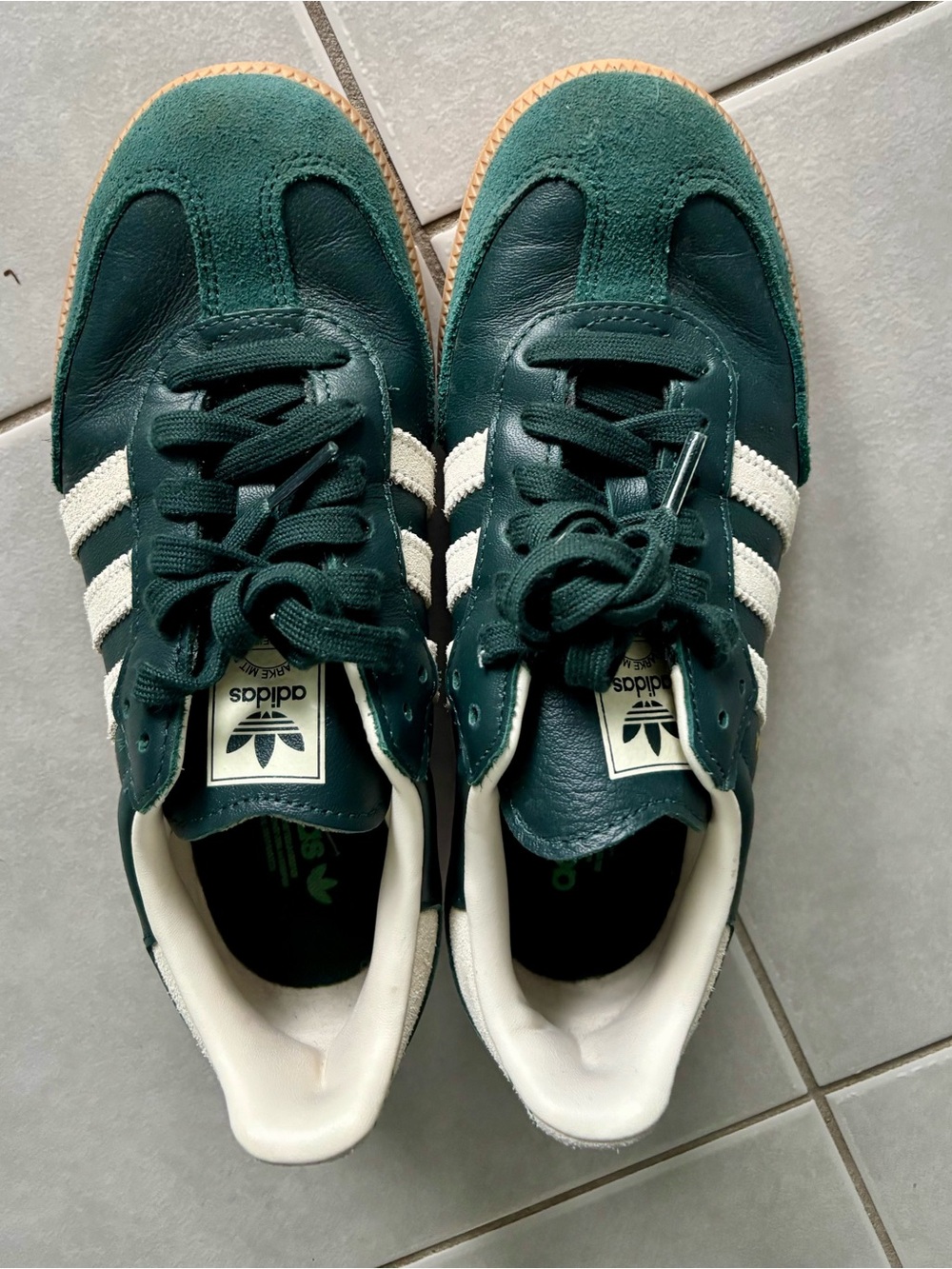 adidas Men’s Dark Green Classic Leather Sneakers with White Stripes